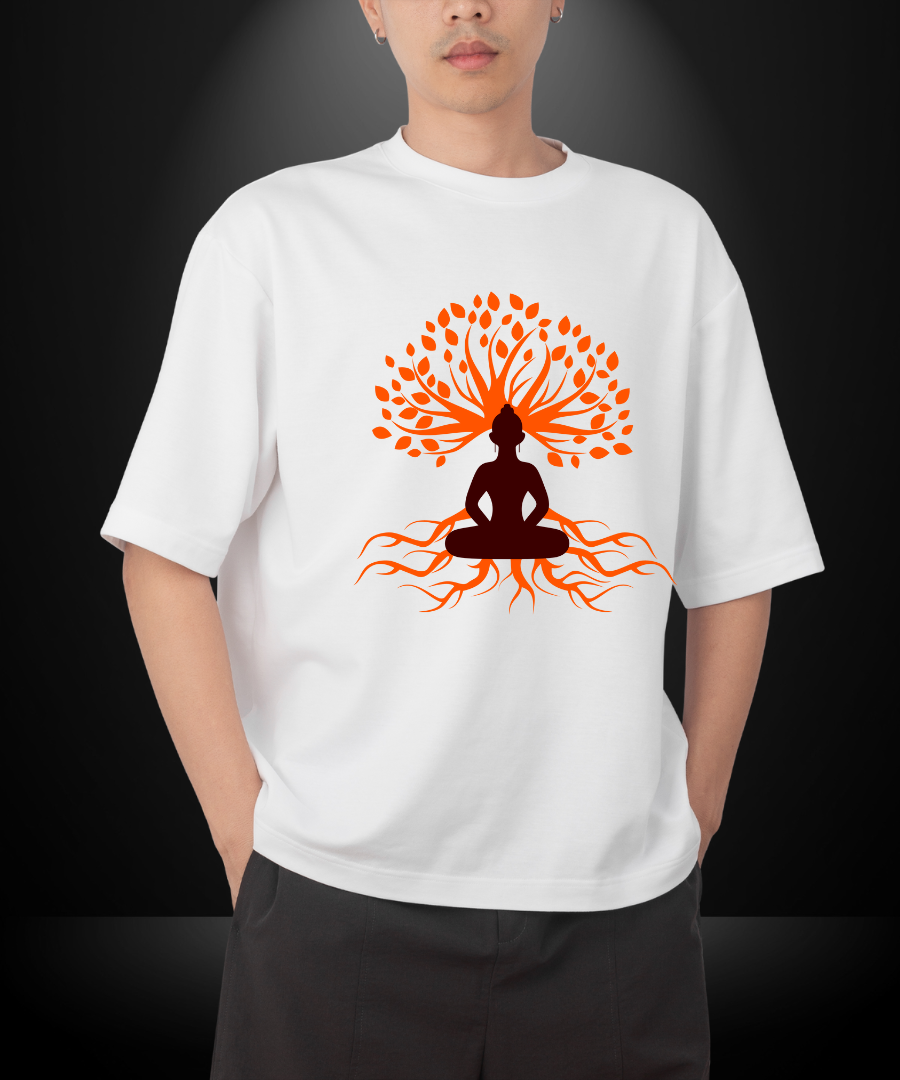 Buddha White Oversized Tshirt - Image 3